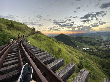 Panoramic view of landscape against sky during sunset