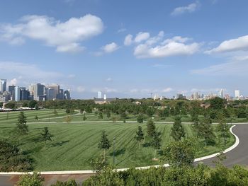 Scenic view of city against sky