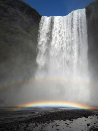 Scenic view of waterfall in sea