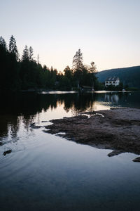 Scenic view of lake against clear sky