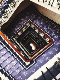 High angle view of spiral staircase