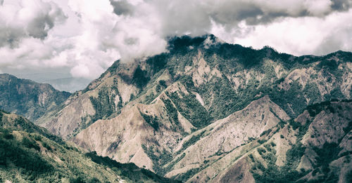 Panoramic view of mountain range against sky