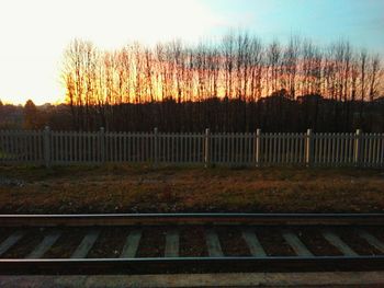 Railroad track at sunset