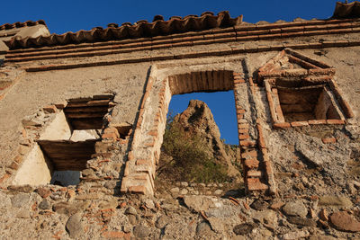 Low angle view of old ruin building