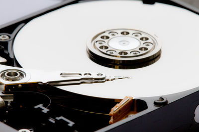 Close-up of hard drive