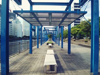 Empty footpath in city