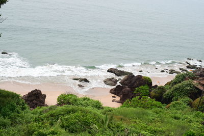 High angle view of beach against sky