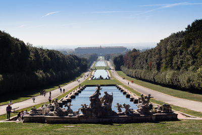 Panoramic view of fountain against sky