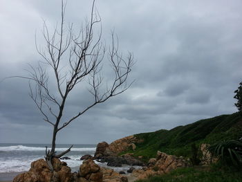 Scenic view of sea against cloudy sky