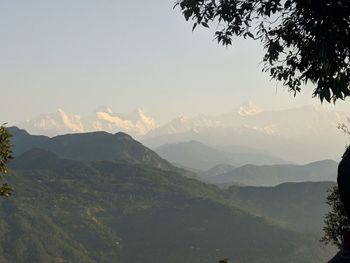 Scenic view of mountains against clear sky