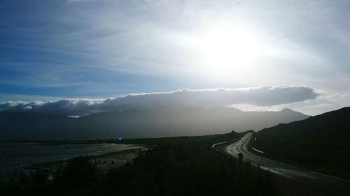 Panoramic view of landscape against sky at night