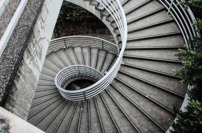 High angle view of spiral staircase