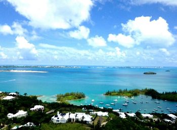 Scenic view of sea against cloudy sky