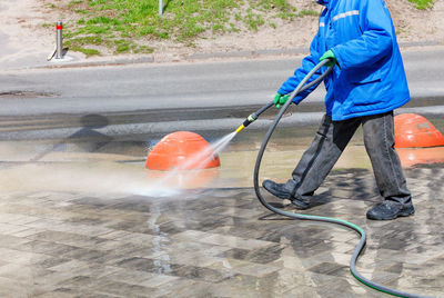 Man working in water