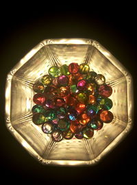 Directly above shot of christmas decoration in glass container