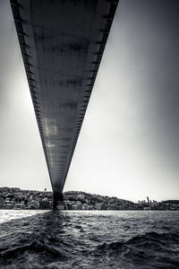 Low angle view of bridge over sea against sky