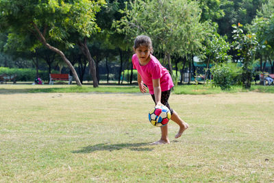 Girl playing in park