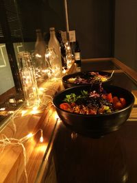 High angle view of food on table