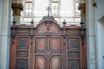 Closed door of old building