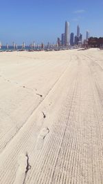 Panoramic view of beach against clear sky