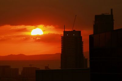 Sunset over city