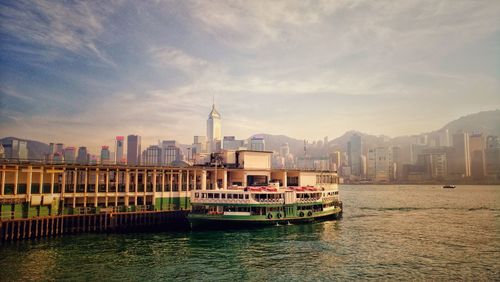 Ferry taking off to another pier, hong kong. 