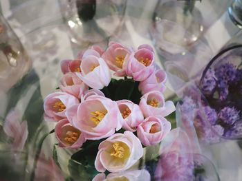 High angle view of rose bouquet