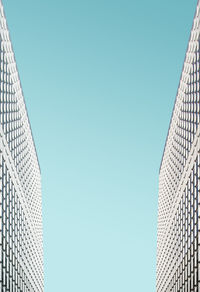 Low angle view of modern buildings against clear sky