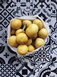 High angle view of fruits in bowl
