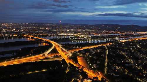 Night panorama of the northern part of vienna