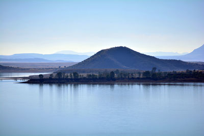 Scenic view of lake and mountains