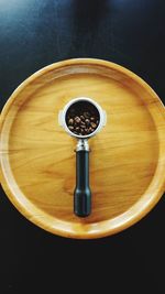 High angle view of coffee on table