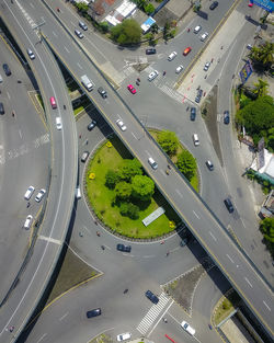 High angle view of buildings in city