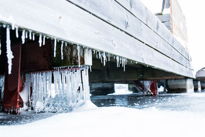 Built structure on snow covered roof