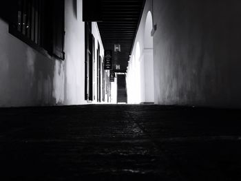 Narrow walkway along built structures