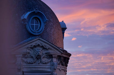 Low angle view of building against sky, parisian architecture 