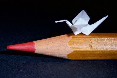 Close-up of pencil on white background