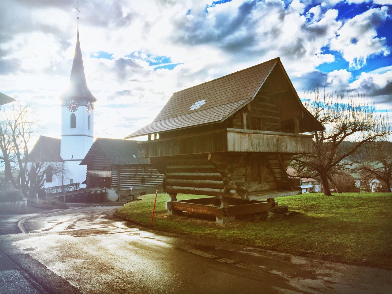 building exterior, architecture, built structure, no people, outdoors, sky, cloud - sky, tree, city, day, snow, place of worship