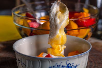 Close-up of ice cream in bowl