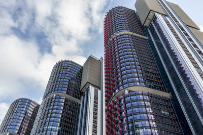 Low angle view of skyscrapers against sky
