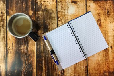 Directly above shot of coffee cup on table