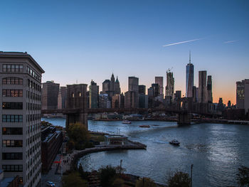View of city at night