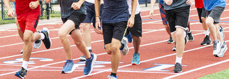 Low section of people running