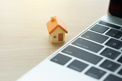 Close-up of laptop on table