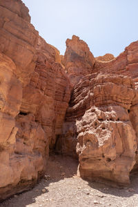 Scenic view of rock formation against clear sky