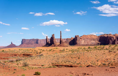 Rock formations on landscape against sky