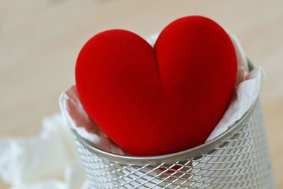 Close-up of heart shape on table