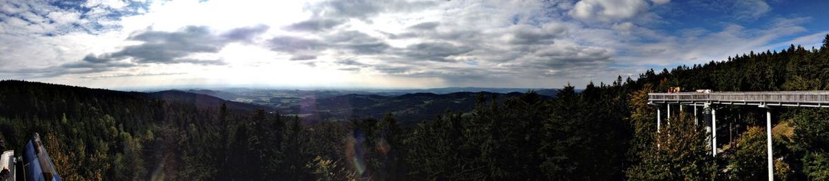 Scenic view of landscape against cloudy sky