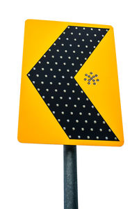 High angle view of yellow sign on white background