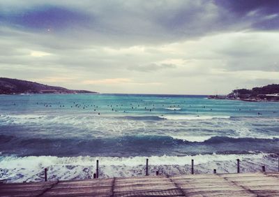 Scenic view of beach against sky